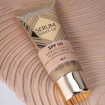 Bielenda Serum Make-up, korygujący fluid+serum SPF50 do każdego typu cery, nr 3, 30 g