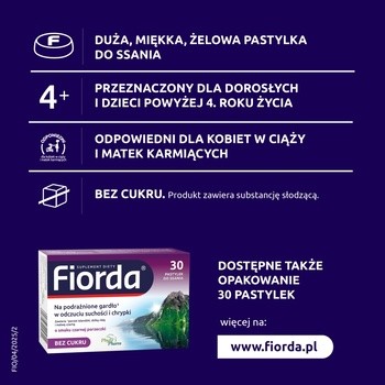 Fiorda, pastylki do ssania, smak czarnej porzeczki, 60 szt.