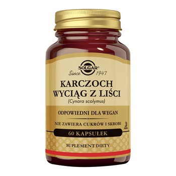 Solgar Karczoch, kapsułki, wyciąg z liści, 60 szt.