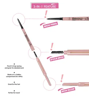 J.Cat Beauty Brow-LA 3-in-1 Mapping & Shaping Brow Pencil, ołówek do stylizacji brwi 3w1, 103 Medium Cool Brown, 0,08 g