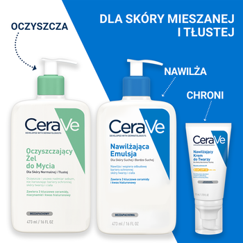 Zestaw CeraVe, oczyszczający żel do mycia dla skóry normalnej i tłustej,  473 ml + opakowanie uzupełniające refill, 473 ml