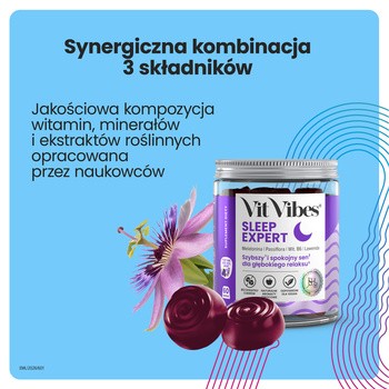 Vit Vibes Sleep Expert, żelki, smak jagody z nutą lawendy, 60 szt.
