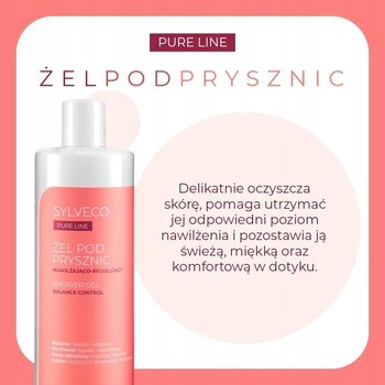 Sylveco Pure Line, żel pod prysznic, nawilżająco-regulujący, 400 ml
