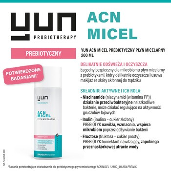 Yun ACN Micel, prebiotyczny płyn micelarny, 200 ml