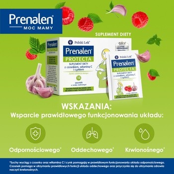 Prenalen Protecta, saszetki z proszkiem, smak malinowy, 14 szt.