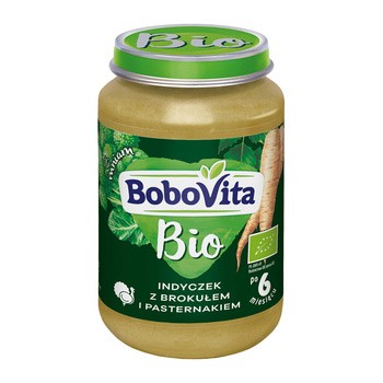 BoboVita Bio, indyczek z brokułem i pasternakiem, 6 m+, 190 g