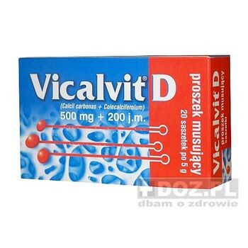 Vicalvit D, proszek musujący, 500 mg + 200 j.m./ 5 g, 20 saszetek