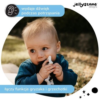 Jellystone Designs, gryzak Gwiazdki, czarno-biały, 1 szt.