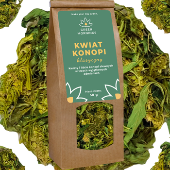 Green Mornings, Kwiat Konopi, klasyczny, herbata z konopi siewnych, 50 g