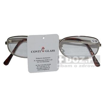 Okulary, do czytania +3,5 Dptr Conti Glass, nietłukące, etui