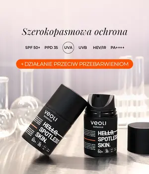 Veoli Botanica, Hello Spotless Skin, szerokopasmowy lekki krem ochronny przeciw fotostarzeniu SPF 50+, 50 ml