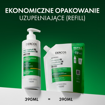 Zestaw Dercos DS, szampon przeciwłupieżowy, włosy suche, 390 ml + opakowanie uzupełniające, 390 ml