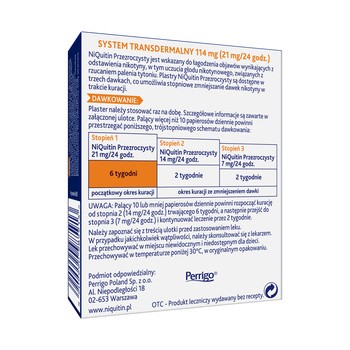 Niquitin przezroczysty, 21 mg/24 h, system transdermalny 114 mg, stopień 1, plastry, 7 szt.