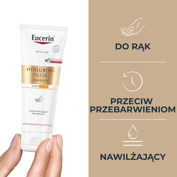 Eucerin Hyaluron Filler+Elasticity, krem do rąk przeciw przebarwieniom, 75 ml