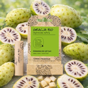 Gracja Bio, ochronno-pielęgnacyjna pomadka do ust, noni, 5 g