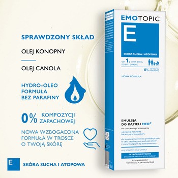 Emotopic E Med+, emulsja do kąpieli do codziennego stosowania, 400 ml