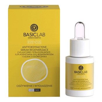 BasicLab Esteticus, antyoksydacyjne serum regenerujące, odżywienie i wygładzenie, 15 ml
