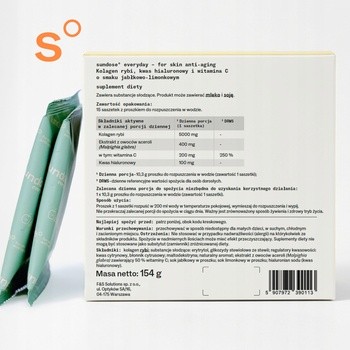 Sundose Everyday For Skin Anti-Aging, saszetki z proszkiem, smak jabłko-limonka, 15 szt.
