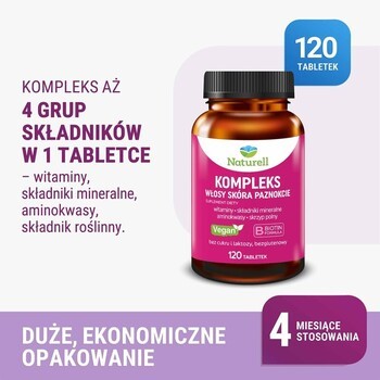 Zestaw 2 x Naturell Kompleks Włosy Skóra Paznokcie, tabletki, 120 szt.