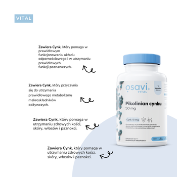 Osavi Pikolinian Cynku 50 mg, kapsułki twarde, 180 szt.