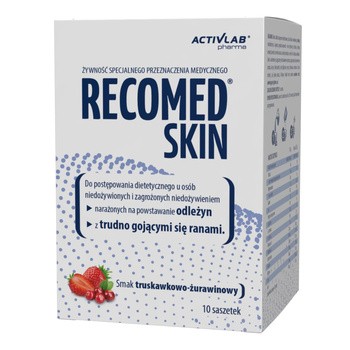 Recomed Skin, na odleżyny i rany, proszek o smaku truskawkowo-żurawinowym, 10 x 25 g