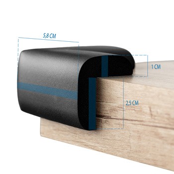 Sipo, piankowe zabezpieczenia narożników mebli, kolor czarny, 4 szt.