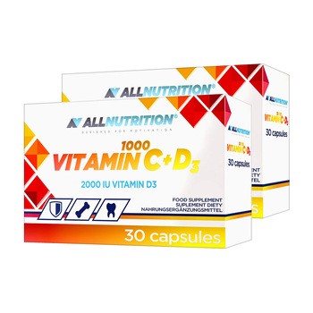 Zestaw 2 x Allnutrition Vitamin C 1000 + D3, kapsułki, 30 szt.