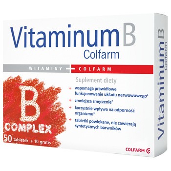 Vitaminum B Complex, Tabletki, 60 Szt. (50 Szt.+10 Szt.), Colfarm ...