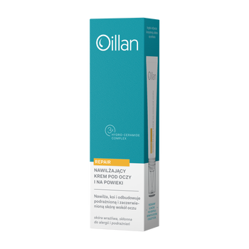 Oillan Repair, kojąco-nawilżający krem pod oczy i na powieki do skóry wrażliwej i suchej, 15 ml