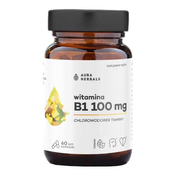 Witamina B1 100 mg 60 kapsułek [Aura Herbals] - Aura Herbals