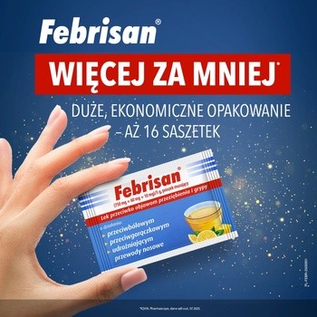 Febrisan, proszek musujący o smaku cytrynowym, 5 g, saszetki, 12 szt.