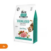 Zestaw 6 x Brit Care Cat Grain-Free Sterlized Urinary Health, pełnoporcjowa karma sucha dla dorosłych kotów sterylizowanych, kurczak, 400 g