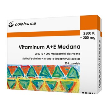 Vitaminum A+E Medana, 2500 j.m.A + 200 mg E, kapsułki,  20 szt.