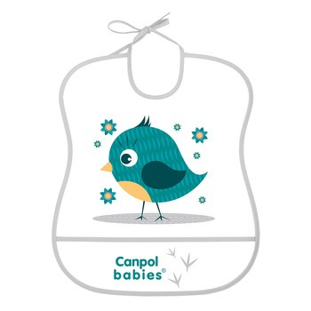 Canpol Babies, śliniak zmywalny miękki CUTE ANIMALS ptaszek, turkusowy, 1 szt.