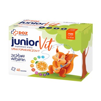 DOZ PRODUCT JuniorVit, proszek w saszetkach, smak pomarańczowy, 40 szt.