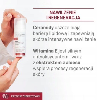 Sylveco Dermo Przeciw zmarszczkom, krem wygładzający na noc, 50 ml