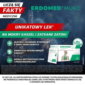 Erdomed Muko, 225 mg, proszek do sporządzania zawiesiny doustnej, 10 saszetek