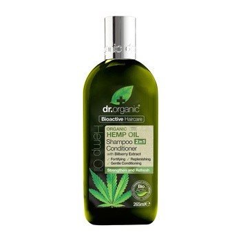 Dr.Organic Hemp Oil, szampon i odżywka 2 w 1 z organicznym olejem z konopi siewnych, 265 ml