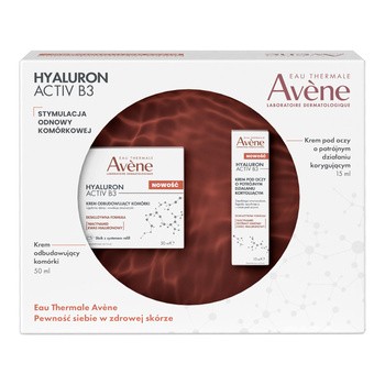 Zestaw Avene Eau Thermale Hyaluron Activ B3, krem odbudowujący komórki, 50 ml + krem pod oczy o potrójnym działaniu, 15 ml