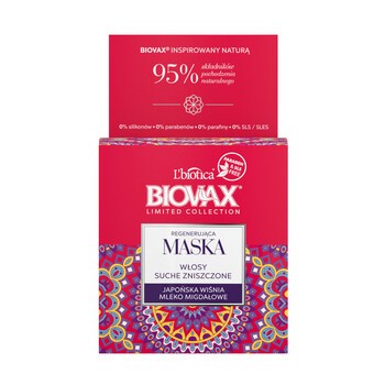 Biovax Japońska Wiśnia & Mleko Migdałowe, maska regenerująca, włosy suche i zniszczone, 250 ml