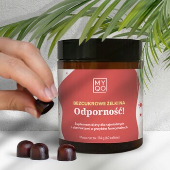 MYQO Bezcukrowe żelki Odporność!, żelki z ekstraktami z grzybów, 60 szt.