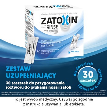 Zatoxin Rinse Zestaw do płukania nosa i zatok, uzupełnienie, proszek, 30 saszetek
