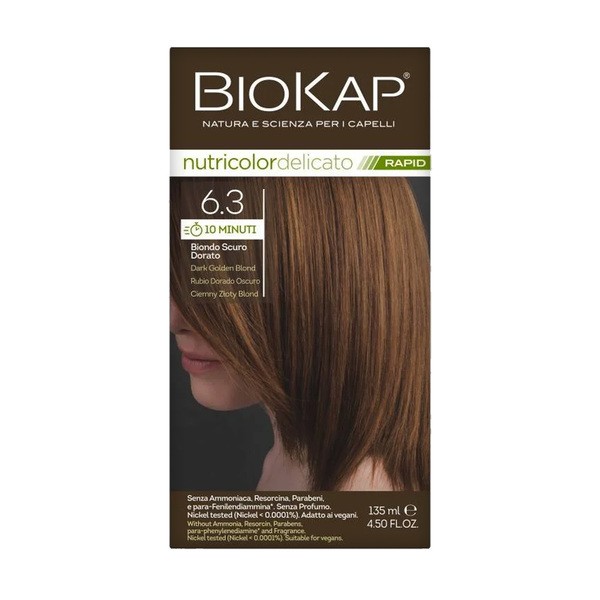 Biokap Nutricolor Delicato Rapid, Haarfarbe 6.3 dunkel gold blond, 135 ml