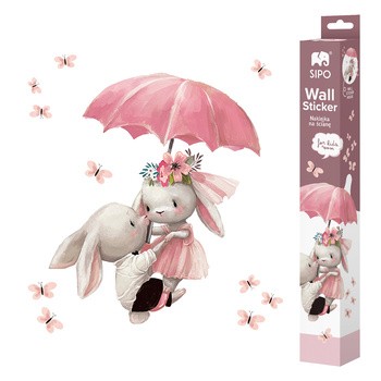 Sipo, Naklejki na ścianę dla dzieci, Króliczki pod parasolem, 1 szt.