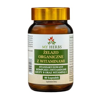 My Herbs Żelazo organiczne z witaminami, kapsułki, 80 szt.