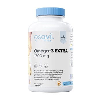 Osavi, Omega-3 Extra 1300 mg, smak cytrynowy, kapsułki miękkie, 180 szt.