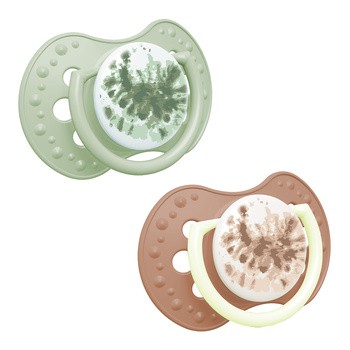Canpol Lovi, smoczek uspokajający silikonowy dynamiczny, 3-6 m Tie Dye Green, 2 szt.