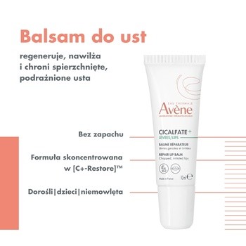 Avene Eau Thermale Cicalfate+, regenerujący balsam do ust, 10 ml