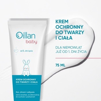 Oillan Baby, krem ochronny do twarzy i ciała, 75 ml