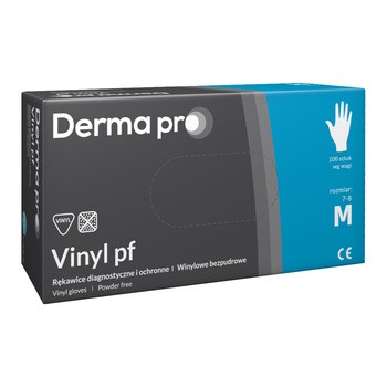 Derma Pro, rękawice diagnostyczne, vinylowe, niejałowe, bezpudrowe, rozmiar M, 100 szt.